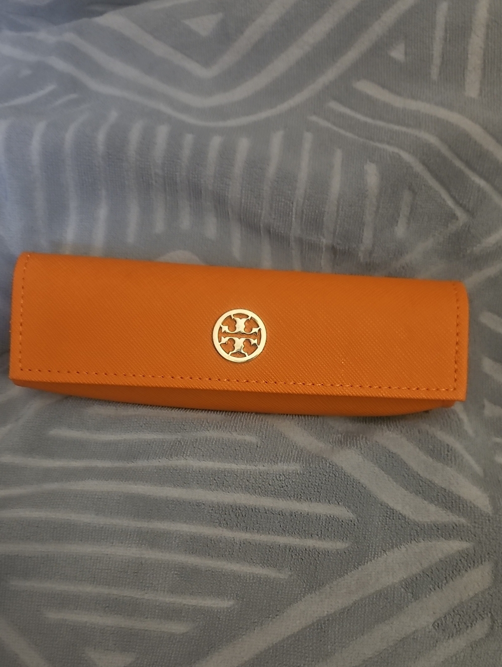 Tory BURCH Orange Leather Eyewear Case with Gold Emblem
